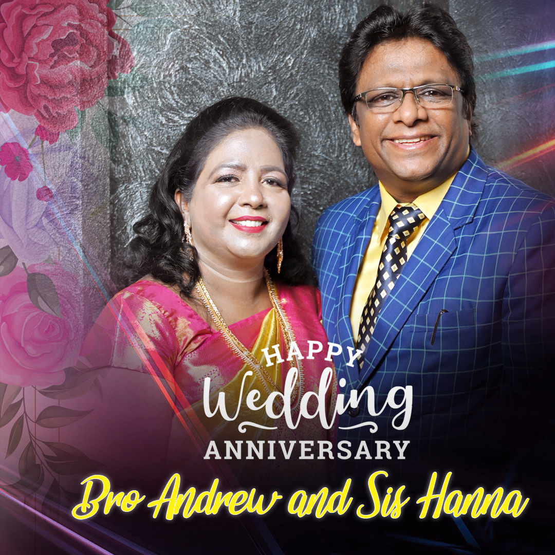 The entire family of Grace Ministry wishes Bro Andrew Richard and Sis Hanna a Blessed Happy Wedding Anniversary 2022. May your love grow stronger and inspire all, and may life bless you with all the gifts.